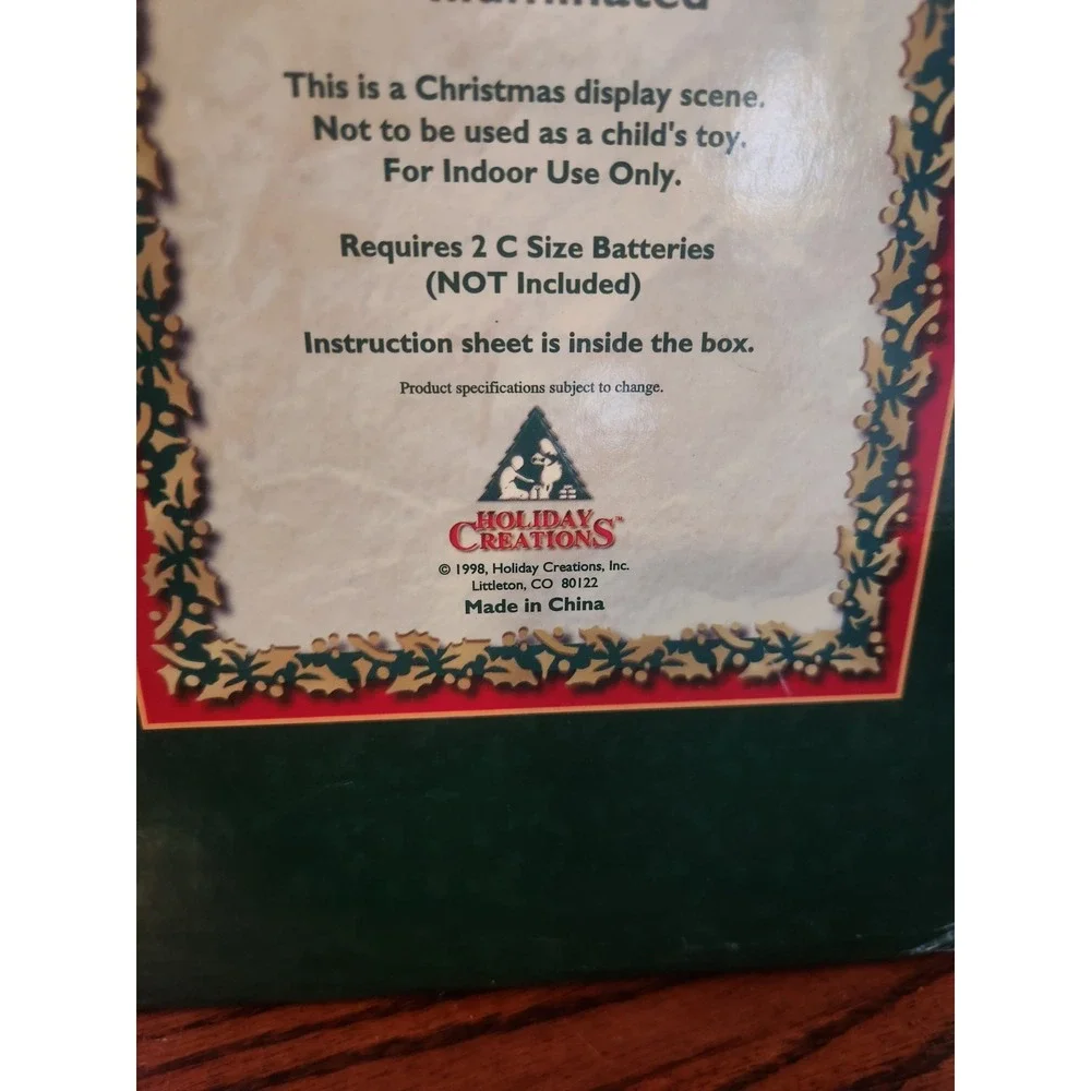 Holiday Creations Scene Santa Snowman Musical Lights Up Plays Music Vintage 1997